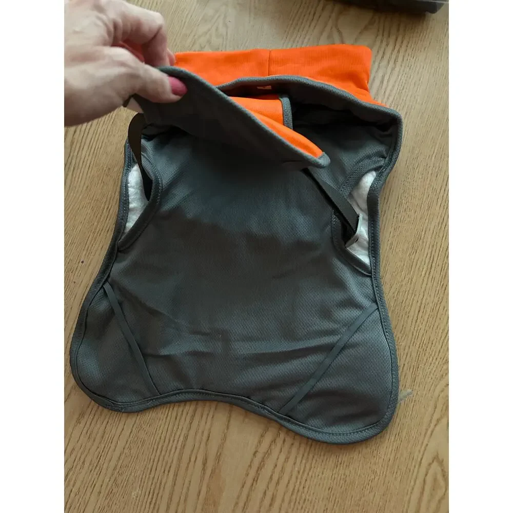New 🐶 Doggie Harness Jacket with Pocket Gray Orange size small 14.5”x11.5”